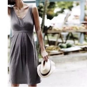 Boden Pleated Knit Sleeveless V-neck Mini Dress Women Size 2 Slate Gray